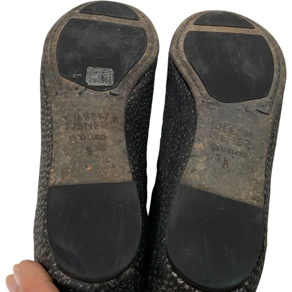 EILEEN FISHER Genuine All Around Leather Glamour Ballet Flats High Vamp US Sz 5 - Picture 7 of 9